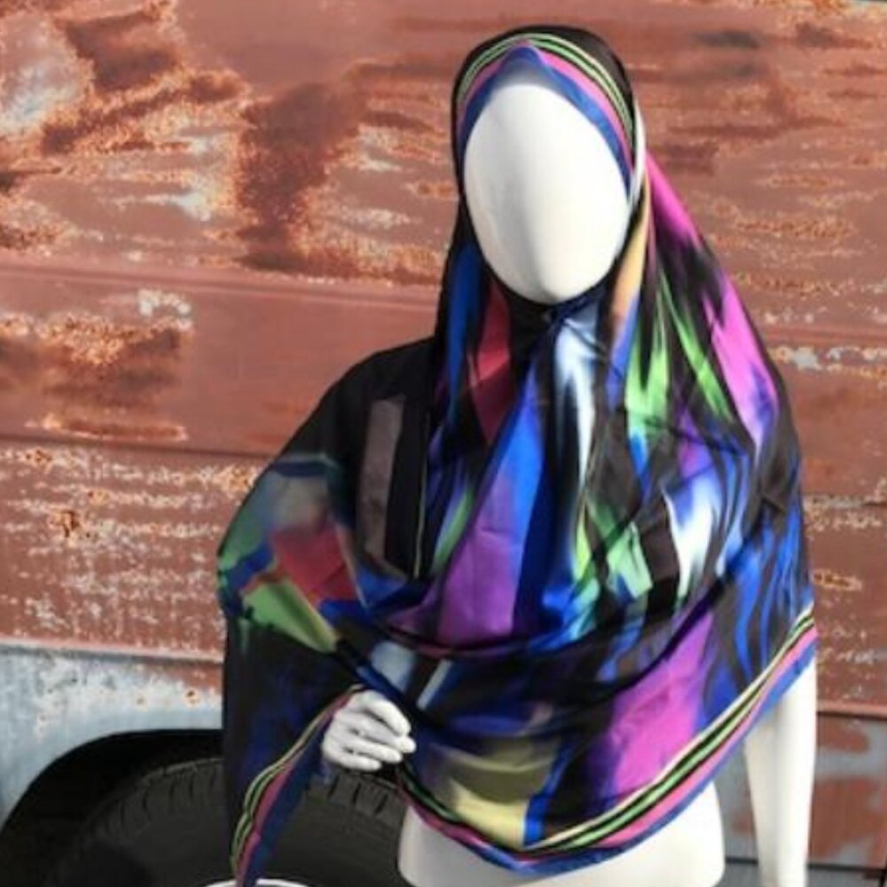 Turkish Oblong Shawl 78 x 26 inch Fashion Scarf Transition Blue